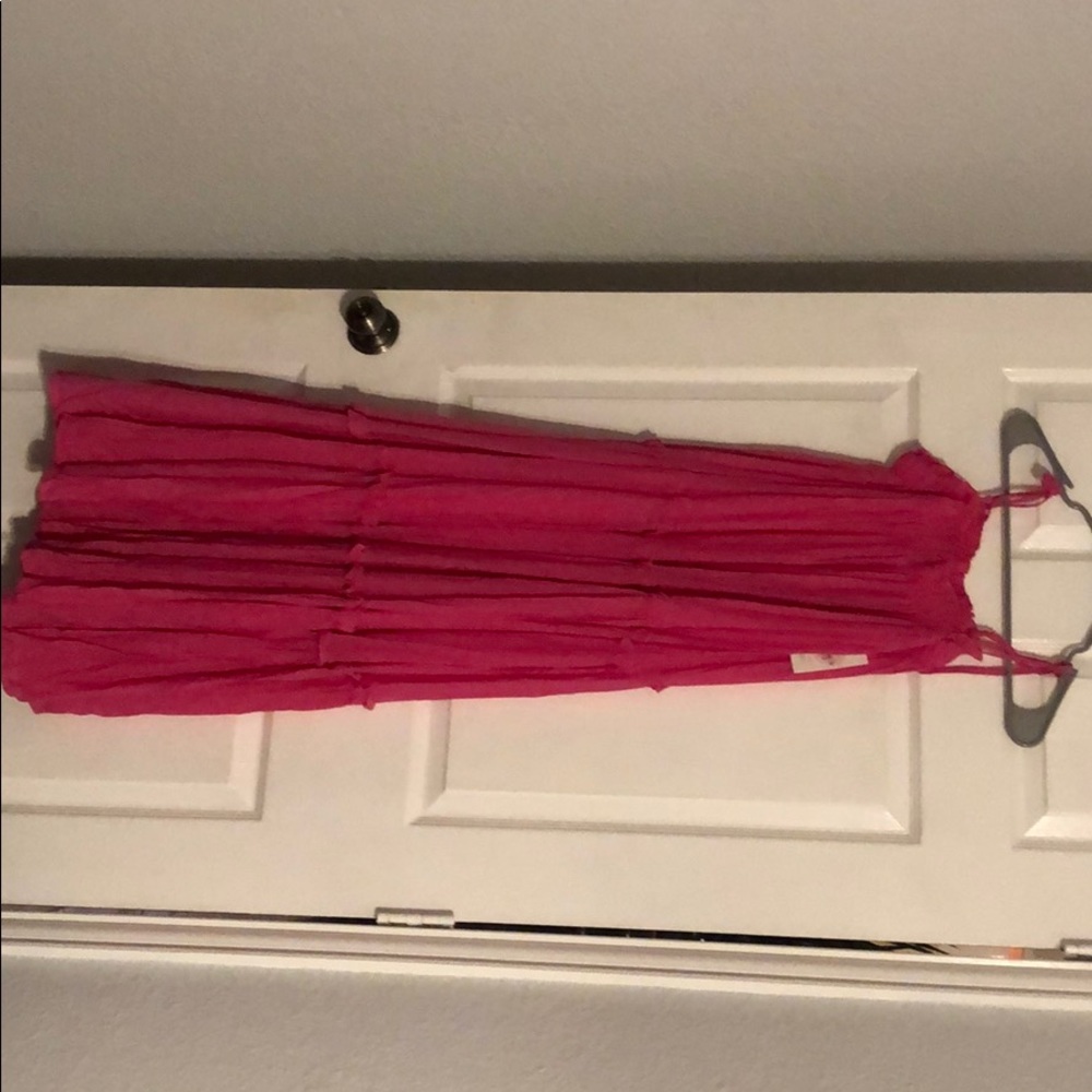 Hot pink Layered ruffle maxi